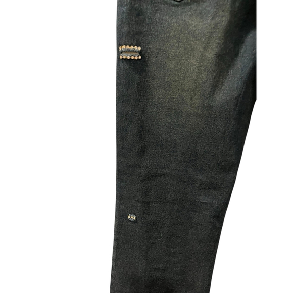 Ane' V Y2k Vintage Rhinestone Safety Pin Denim Blue Jeans Size 10 Bling Distress - Picture 7 of 9